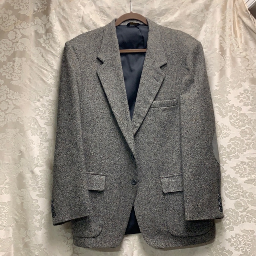 Farah Clothing Co 42R Wool Tweed Sport Coat with Leather Elbow Patches GUC